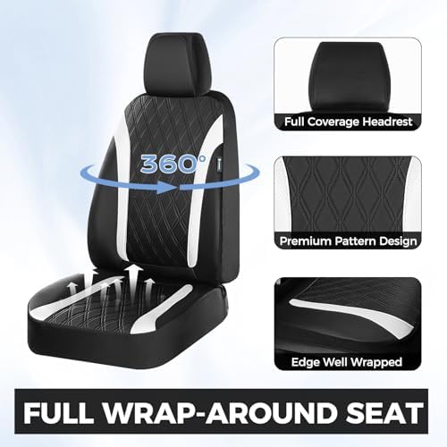 FLORICH Car Seat Covers Front Seat, Leather Seat Covers for Cars, Waterproof Car Seat Protector Breathable, Front Seat Covers for Cars, Automotive Seat Covers Universal Fit for Most Car Truck SUV - Image 3
