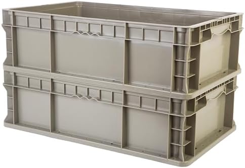 Hudson Exchange 24 x 15 x 7.5" (2 Pack) Straight Wall Handled Storage Container Tote, Gray/Brown - Image 3