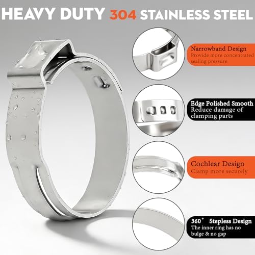 360PCS Single Ear Hose Clamps Kit with Crimper for Auto,PEX Tubing,Marine - Image 5