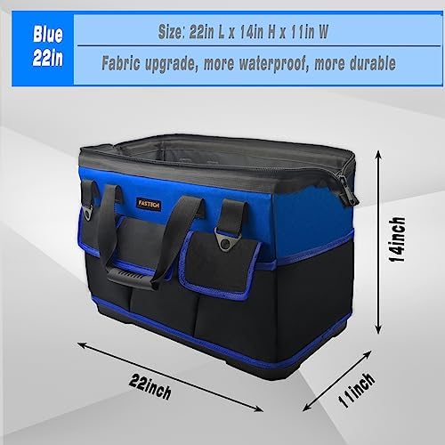 FASTECH 22 Inch Bottom Tools Bag With Wide Mouth For Tool Storage, Carrier and Organizer, Heavy Duty Tool Tote Bag For Men/Women, Wide Mouth Tool Bag With Inside Pockets (22 Inch) - Image 2