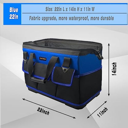 FASTECH 22 Inch Bottom Tools Bag With Wide Mouth For Tool Storage, Carrier and Organizer, Heavy Duty Tool Tote Bag For Men/Women, Wide Mouth Tool Bag With Inside Pockets (22 Inch) - Image 2
