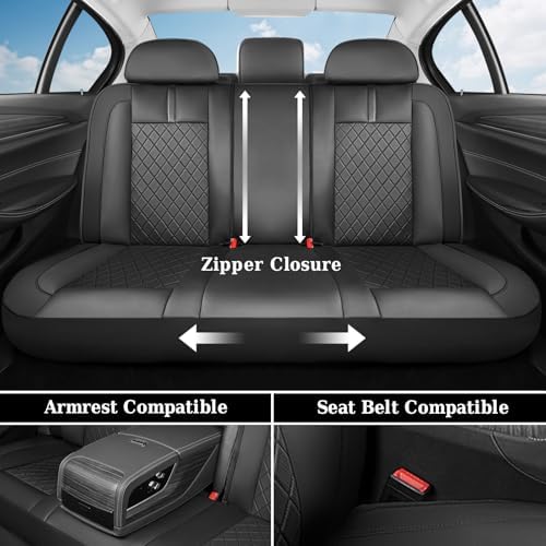 Coverado Seat Covers, Car Seat Covers Full Set, Black Front Seats Back Seat Cover, Seat Covers Non-Slip Seat Protectors Universal Fit for Most Cars (Black) - Image 4