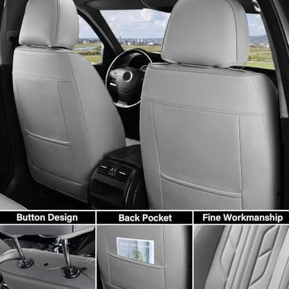 Coverado Car Seat Covers Full Set, Automotive Seat Covers Car Seat Protector Car Seat Cushion, Waterproof Leather Seat Covers for Cars, Universal Fit for Most Sedans SUV Pick-up Truck((Grey) - Image 2