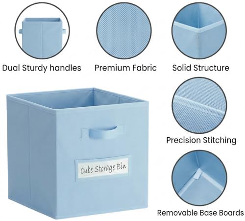 Storage Bins,13" Cube Storage Bin with Labels,10pcs,Pastel Blue - Image 2