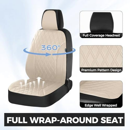 FLORICH Car Seat Covers Full Set, Leather Seat Covers for Cars, Waterproof Car Seat Protector Breathable, Universal Automotive Seat Covers, Front and Rear Car Seat Cover Fit for Most SUV Pick-up Truck - Image 5