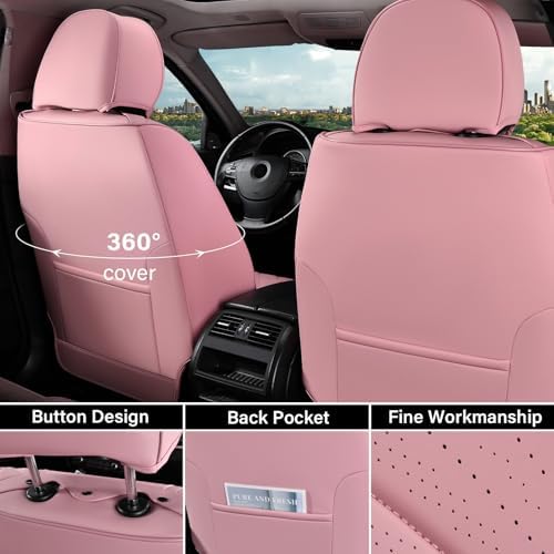 Coverado Car Seat Covers Full Set, Automotive Front and Rear Seat Covers with Backrest, Nappa Leather Car Seat Protectors Waterproof, Universal for Most Vehicles - Image 6
