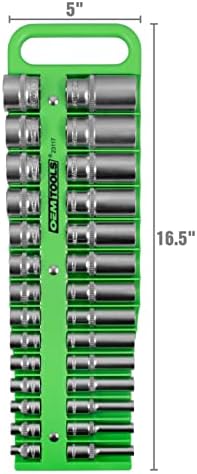 OEMTOOLS 23117 3/8" Drive Portable Magnetic Socket Organizer Tray, Magnetic Socket Holders Organizers For Tool Box, Shop, Or Garage, Holds Up To 28 Tools, Metric/SAE, Green - Image 2