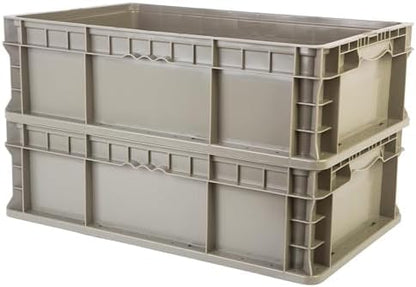 Hudson Exchange 24 x 15 x 7.5" (36 Pack) Straight Wall Handled Storage Container Tote, Gray/Brown - Image 3