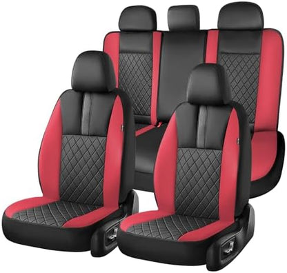 Coverado Car Seat Covers Full Set, Automotive Leather Seat Covers for Car，Universal Fit Front Back Seat Cover, Non-Slip Waterproof Breathable Car Seat Protector by COVERADOAUTO