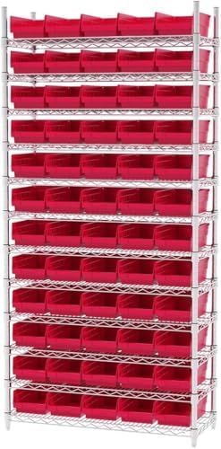 Akro-Mils 30130 Heavy Duty Plastic Shelf Bins, 12"x 6.5"x 4", Red, 12-Pk - Image 6