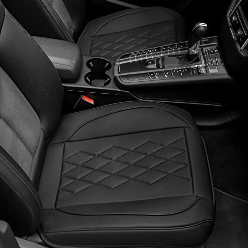 JOJOBAY 2pack Leather Car Seat Cover,Bottom Seat Covers for Cars,Front Seat Protector,Fit for 95% of Vehicles - Padded,Anti-Slip,Premium Leather(2 PCS,Black) by JOJOBAY