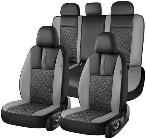 Coverado Car Seat Covers Full Set, Automotive Leather Seat Covers for Car，Universal Fit Front Back Seat Cover, Non-Slip Waterproof Breathable Car Seat Protector by COVERADOAUTO