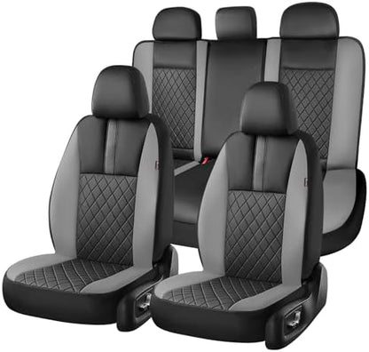 Coverado Car Seat Covers Full Set, Automotive Leather Seat Covers for Car，Universal Fit Front Back Seat Cover, Non-Slip Waterproof Breathable Car Seat Protector by COVERADOAUTO