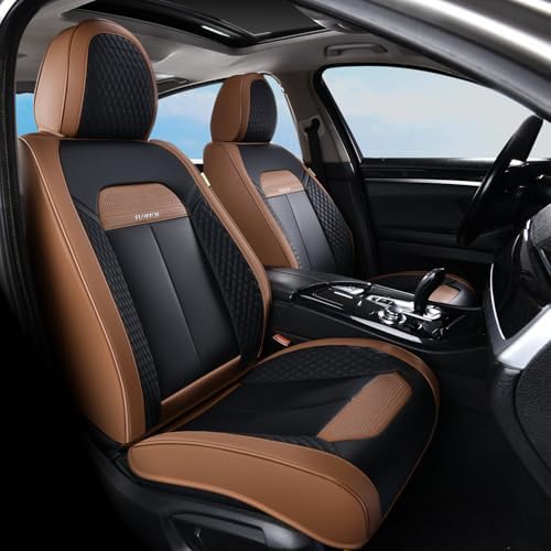 FLORICH Car Seat Covers Front Seats Only, Luxury Leather Seat Covers Universal Anti-Slip Driver Seat Cover, Automotive Vehicle Seat Covers fit for Trucks Vans SUVs Sedans (2 Packs, Light Coffee) by FLORICH