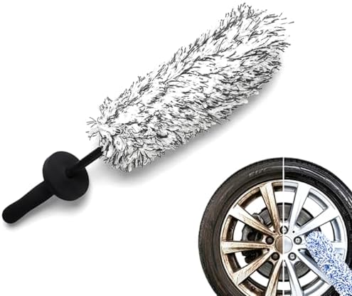 Wheel Barrel Cleaning Brush,2026 New Long Handle Microfiber Wheel Brush Car Duster,Lightweight Rim Detailing Tool for Narrow Spokes & Brake Calipers by ANYSENTHome