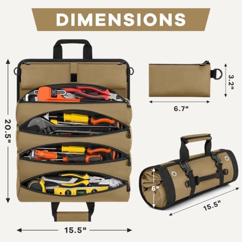 ANILD 15.5 Inch Extra Long Tool Bag Roll Up, Roll Up Tool Bag Organizer - Image 2