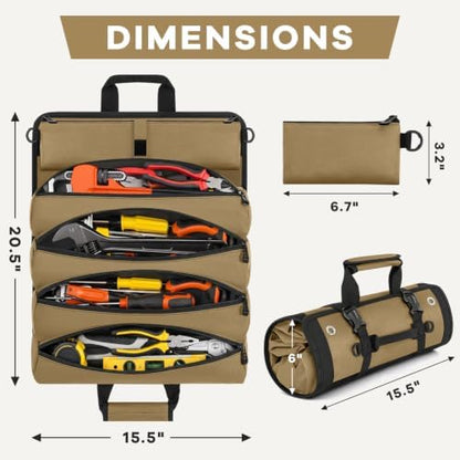ANILD 15.5 Inch Extra Long Tool Bag Roll Up, Roll Up Tool Bag Organizer - Image 2