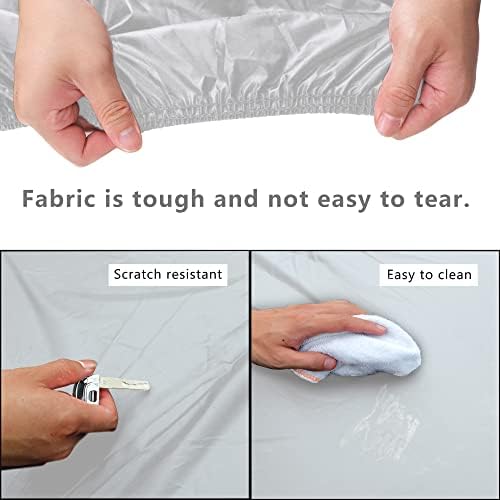 MORNYRAY Waterproof Car Cover All Weather Snowproof UV Protection Windproof Outdoor Full car Cover, Universal Fit for Sedan (Silvery, A6-Fit Sedan Length(207-216 inch) - Image 5
