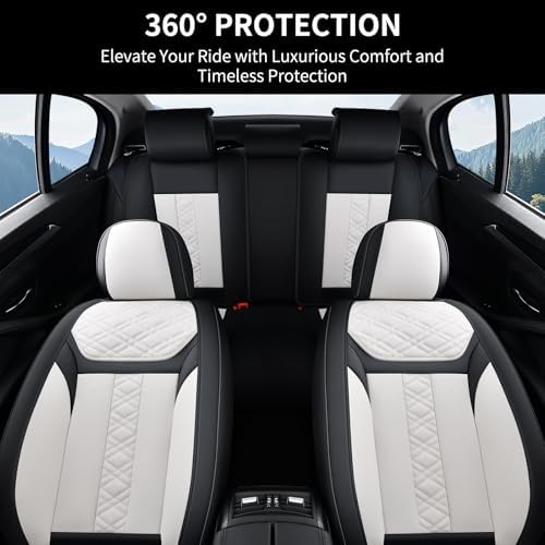 FLORICH Seat Covers, Atomutive Car Seat Covers Full Sets, Waterproof Seat Cover for Cars, Luxury Leather Universal Seat Cover Accessories Fit for Most Cars SUV Truck Sedans(White) - Image 5