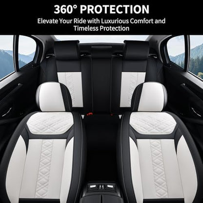 FLORICH Seat Covers, Atomutive Car Seat Covers Full Sets, Waterproof Seat Cover for Cars, Luxury Leather Universal Seat Cover Accessories Fit for Most Cars SUV Truck Sedans(White) - Image 5
