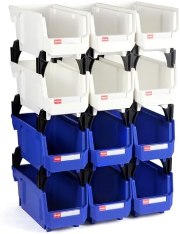 12 Packs Stackable Storage Bins, 11" x 5" x 5" Plastic Bins, by Shineyaplus