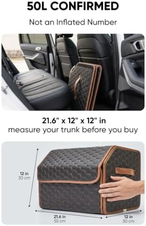 Owleys Foldable Trunk Organizer for Car Storage - Collapsible Auto Trunk Organizer With Lid - Trunk Organization (21.6 inch, Hexy) - Image 2
