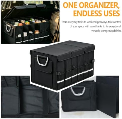 Trunk Organizer With Lid For SUV Car Trunk Foldable Oxford Storage - Image 2