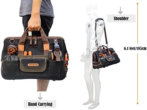WELKINLAND 32-Pocket Waxed Canvas Tool Bag, 16" HVAC Tool Bag For Men - Image 5