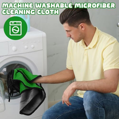 Tallew 50 Pcs Microfiber Towels:16"x16" Microfiber Drying Towels Bulk Micro Fiber Car Cleaning Cloth for Cars Drying Washing Polishing Office Windows Cleaning Household Supplies (Green,Gray) - Image 3