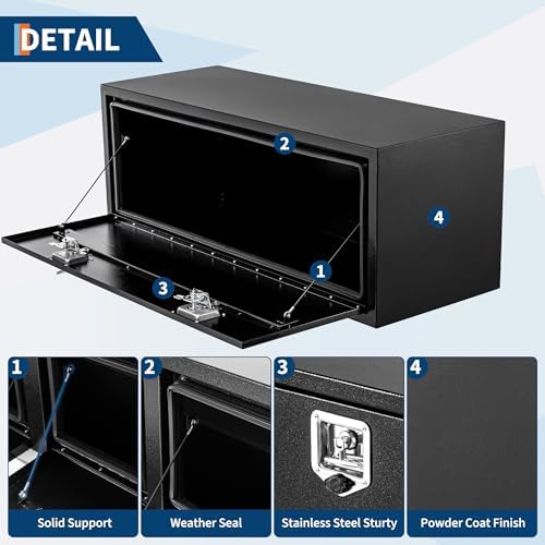 Garvee Black Steel Truck Bed Tool Box, Trailer Tongue Box, Truck Storage Organizer Tool Chest For Truck Bed, RV, Trailer (48"x 18"x 18"-NEW) - Image 4