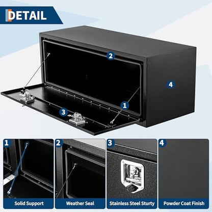 Garvee Black Steel Truck Bed Tool Box, Trailer Tongue Box, Truck Storage Organizer Tool Chest For Truck Bed, RV, Trailer (48"x 18"x 18"-NEW) - Image 4
