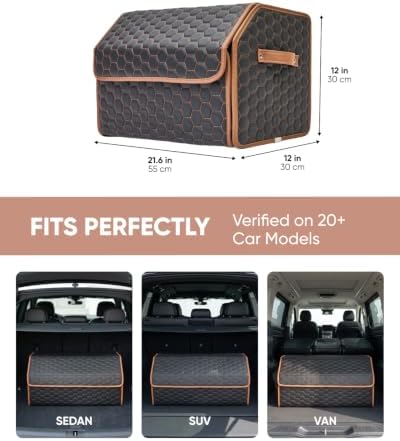 Owleys Foldable Trunk Organizer for Car Storage - Collapsible Auto Trunk Organizer With Lid - Trunk Organization (21.6 inch, Hexy) - Image 6