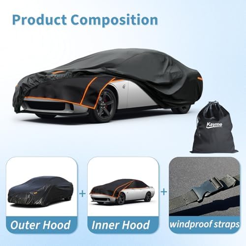 Kayme Hail Protector Car Cover Fit Sedan/Coupe-Length (194 to 208 Inch) - Image 3