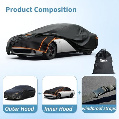 Kayme Hail Protector Car Cover Fit Sedan/Coupe-Length (194 to 208 Inch) - Image 3