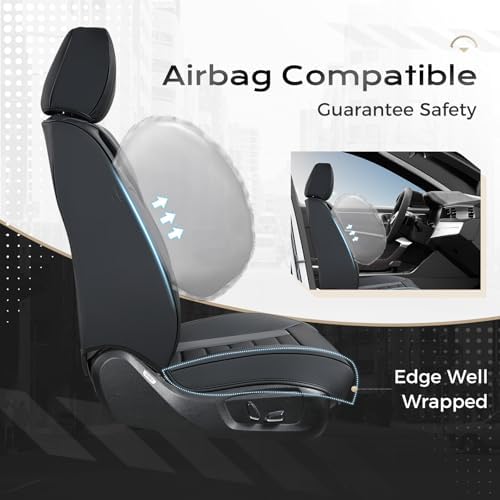 Coverado Car Seat Covers, Front Covers for Cars, Car Seat Cover Front Seats, Automotive Seat Cover, Waterproof, Leather Car Seat Cushion, Universal Interior Covers Seat Protectors for Most Cars - Image 3