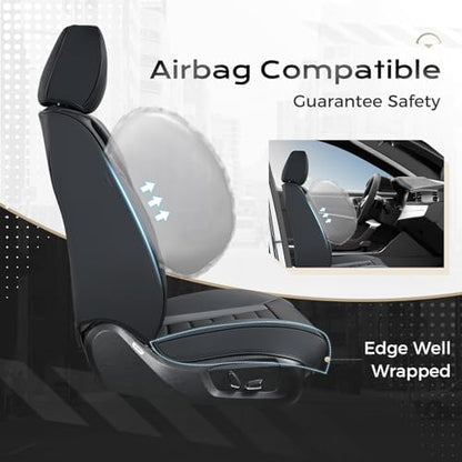 Coverado Car Seat Covers, Front Covers for Cars, Car Seat Cover Front Seats, Automotive Seat Cover, Waterproof, Leather Car Seat Cushion, Universal Interior Covers Seat Protectors for Most Cars - Image 3