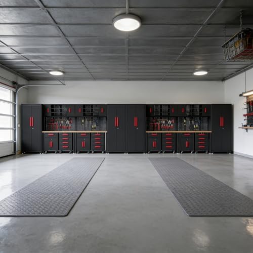 24Pcs Garage Cabinet Storage System, Heavy Duty Workshop Set, Red - Image 7