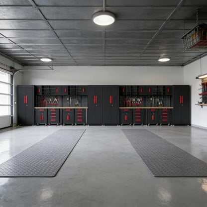 24Pcs Garage Cabinet Storage System, Heavy Duty Workshop Set, Red - Image 7