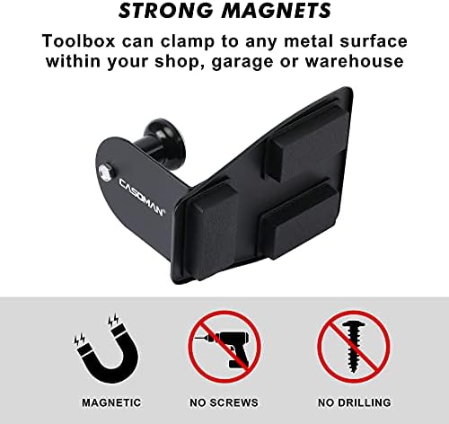 CASOMAN Magnetic Toolbox Shelf, Tray, Paper Towel Holder, 4-Piece Set, Black, Variety of Use, Durable, Magnets Any Metal Surface - Image 4