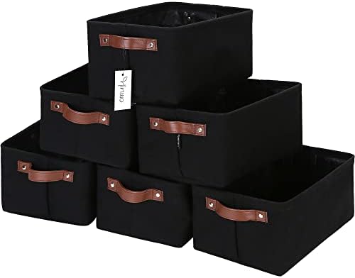 Hinwo 7.9L Compact Canvas Storage Bin with Handles, 6-Pack by Hinwo
