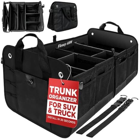 XL Car Trunk Organizer (4.5 Cu Ft) – Heavy-Duty Foldable SUV & Truck Cargo Storage Bin with Non-Slip Base, Reinforced Plates & Tie-Down Straps (Black) - Image 2