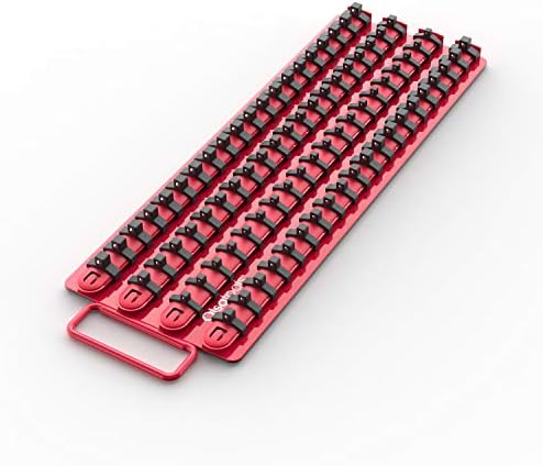 Olsa Tools 80-Slot Portable Socket Organizer Tray With Handle Red/Black by OlsaTools