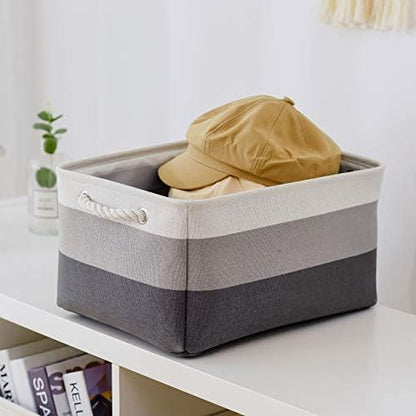 Large Storage Baskets for Shelves, Fabric Baskets for Organizing, Collapsible Storage Bins for Closet, Nursery, Clothes, Toys, Home & Office [3-Pack, Gray Gradient] - Image 4