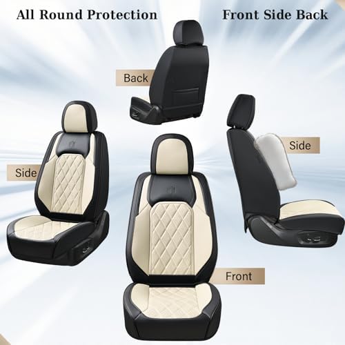 Coverado Seat Covers, Car Seat Covers Front Seats, Black White Car Seat Cover, Luxury Faux Leather Front Seat Covers, Driver Seat Cushion, Waterproof Automotive Seat Covers Universal Fit Most Cars - Image 4