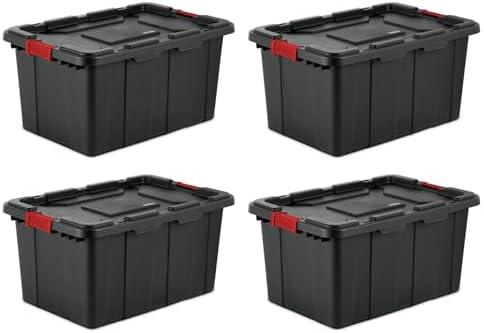 Sterilite Industrial Storage Tote with Lids for Garage, 27 Gallon, 12-Pack by Sterilite