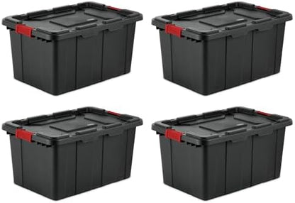 Sterilite Industrial Storage Tote with Lids for Garage, 27 Gallon, 12-Pack by Sterilite