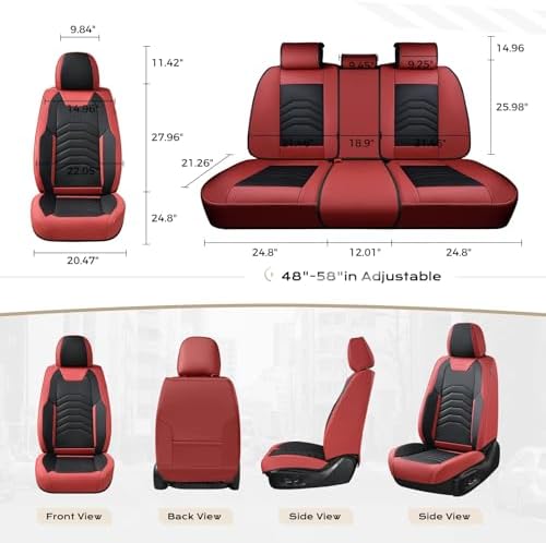 Coverado Front Seat Covers for Cars, 2 Pack Faux Leather Car Seat Covers, Waterproof Automotive Seat Covers Driver Car Seat Protector Car Seat Cushion Universal Fit for Most Cars Trucks SUV, Red&Black - Image 6