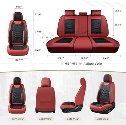 Coverado Front Seat Covers for Cars, 2 Pack Faux Leather Car Seat Covers, Waterproof Automotive Seat Covers Driver Car Seat Protector Car Seat Cushion Universal Fit for Most Cars Trucks SUV, Red&Black - Image 6