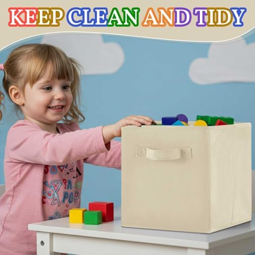 Yinder 12 Pcs Cube Storage Bin, Brown 10.5''x10.5''x11'' Storage Cubes - Image 4