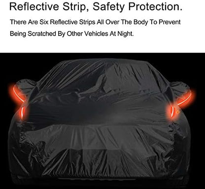 UV Protection Car Cover Windproof Dustproof Scratch Resistant Outdoor Universal Full Car Covers for Sedan XL (Black, 191" - 201") - Image 5
